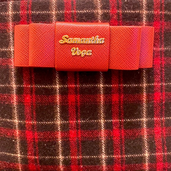 EUC RARE Samantha Vega Fulfilled Love Burgundy Tartan Plaid Crossbody Handbag. - Picture 3 of 17